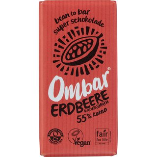 Ombar Erdbeere + Kokosmilch Bio Roh-Schokolade, 35 g