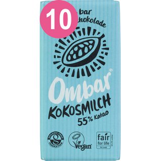 Ombar 10er Pack Kokosmilch Bio Roh-Schokolade, 10 x 35 g