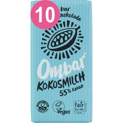 Ombar 10er Pack Kokosmilch Bio Roh-Schokolade, 10 x 35 g