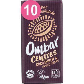 Ombar 10 er Pack CENTRES Kokosmilch Vanille Creme Bio Roh-Schokolade, 10 x 35 g